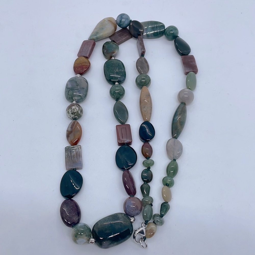 Agate Necklace 925 sterling silver clasp